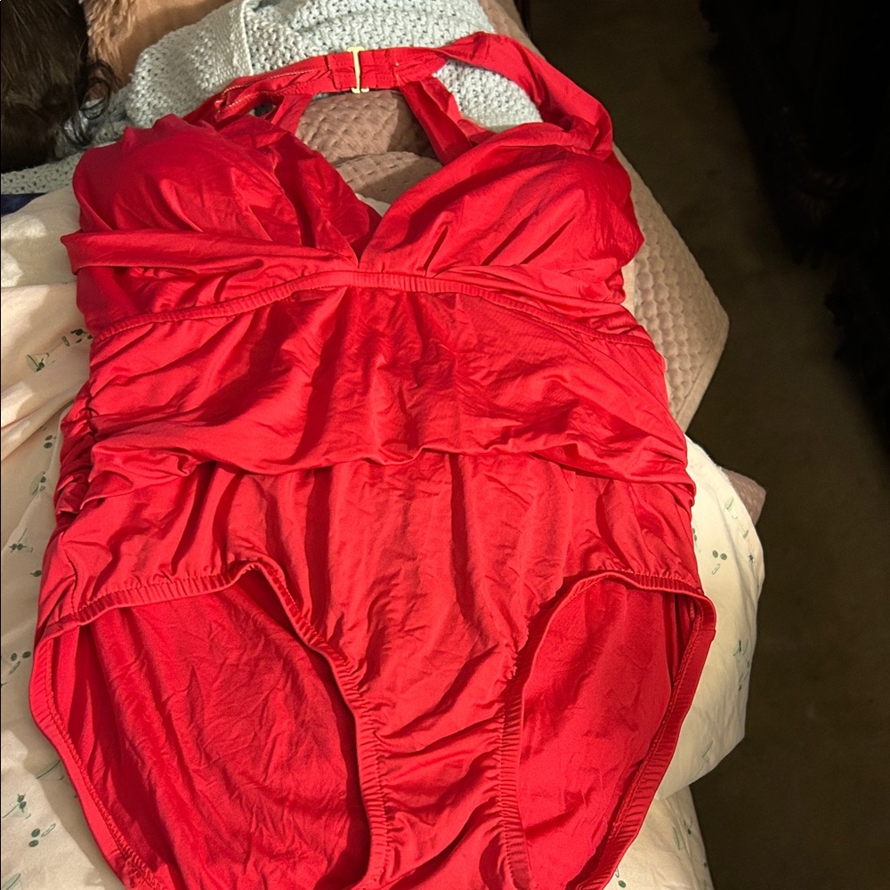 Jantzen Vibrant Red Halter One Piece Swimsuit